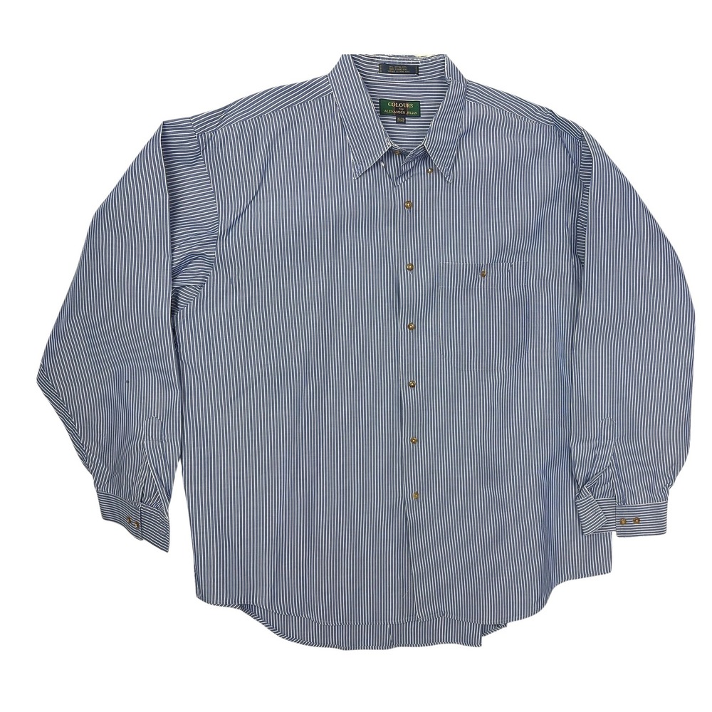 Colours by Alexander Julian Mens Shirt XL Blue White Pinstripe Cotton Long Sleev